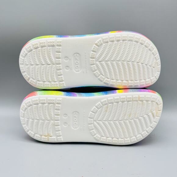 Crocs Shoes Womens 7 Platform Rainbow Tie Dye Classic Bae Clog Foam Slip On - Picture 10 of 12